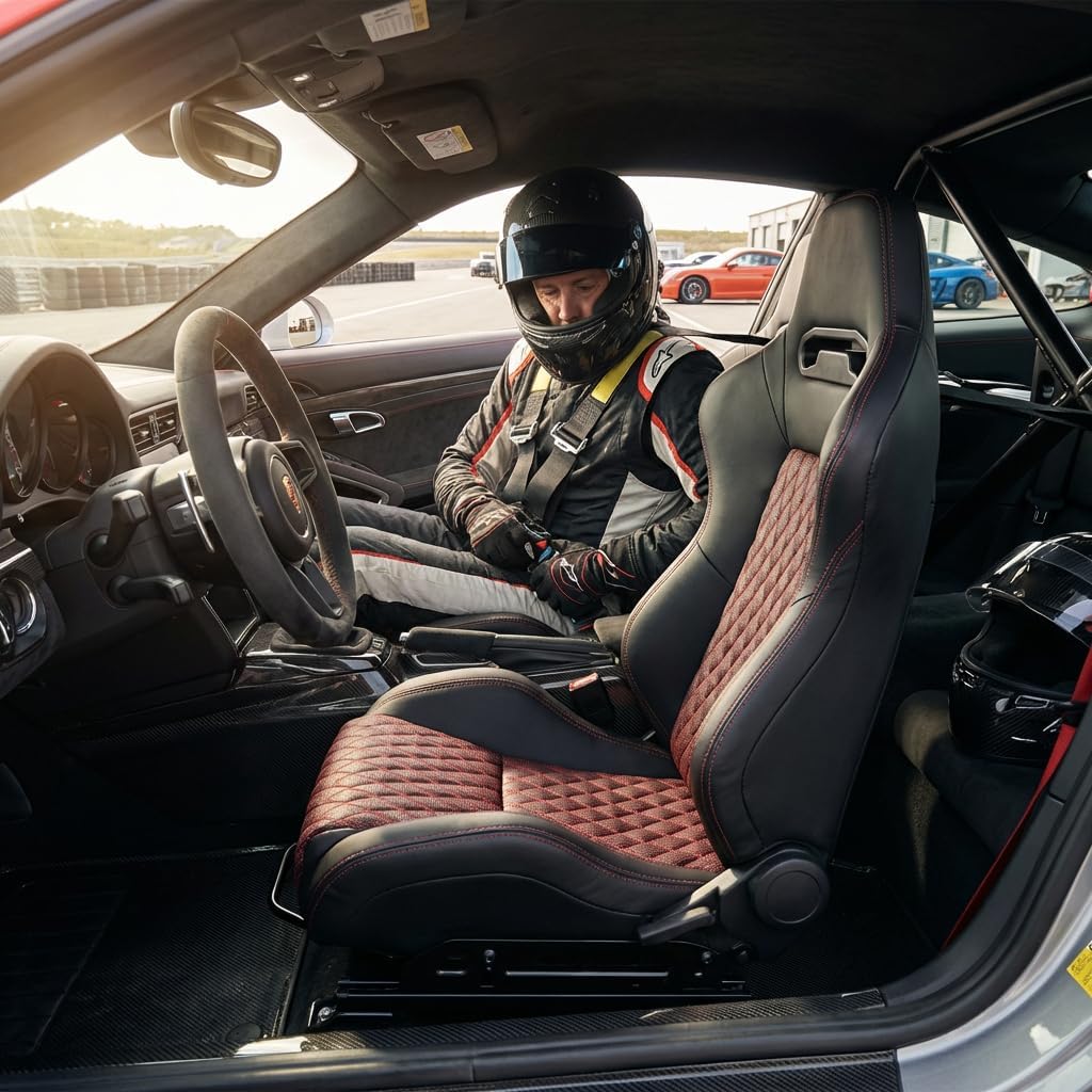 Universal Racing Seat, High racing seats Performance Bucket racing seat Seat with Adjustable Lumbar Support, Lightweight Fiberglass racing seats for cars Shell Racing Car Seat for