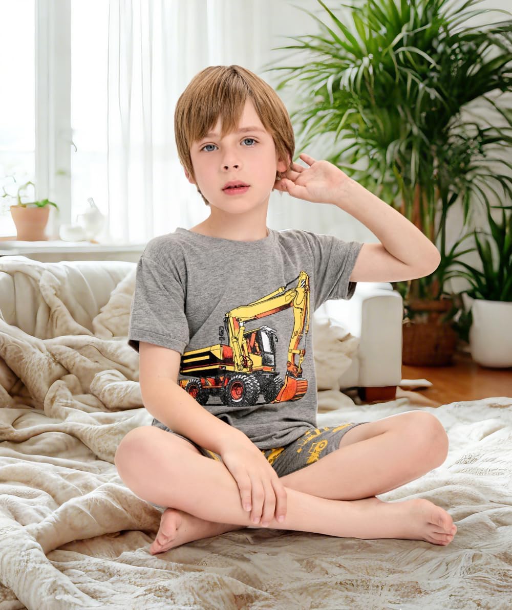 Little Hand Toddler Boys Pajamas Kids Dinosaur Summer PJS Monster Truck Children Excavator Jammies Short Sets 2-7 Years - Image 2