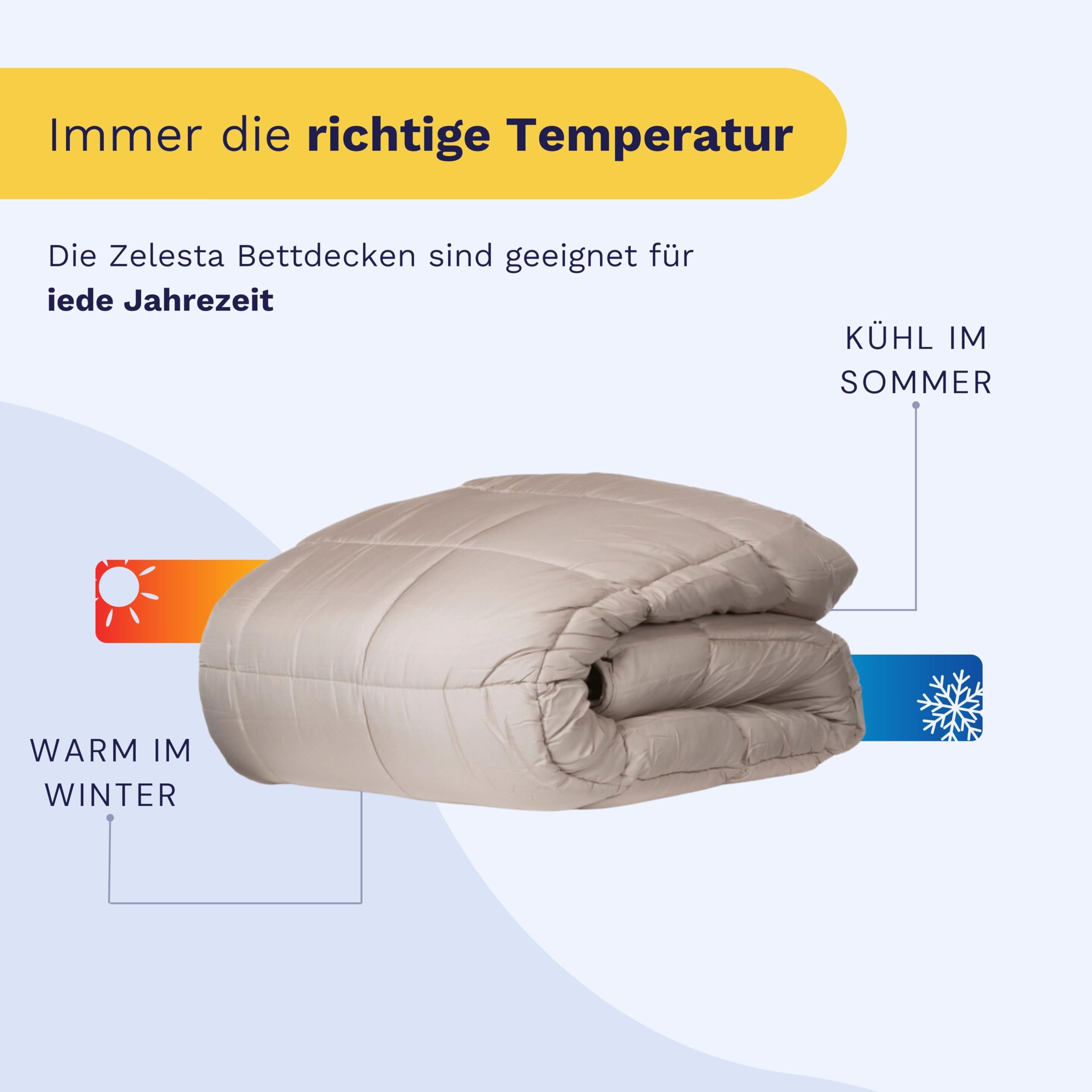 Zelesta Wonderbed Bettdecke 240x200 4 Jahreszeiten - Bettwäsche winterdecke und Sommer-Bettdecke warm Duvet - Waschbare bettdecke ohne Bezug - Anti-Allergene Steppdecke (Taupe)
