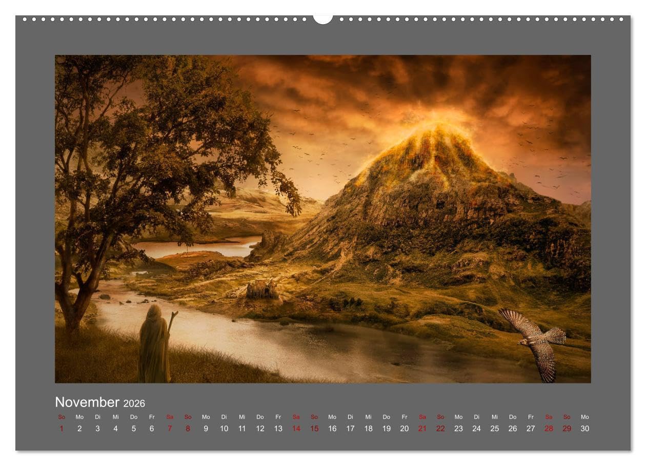 Weg des Zauberers (Wandkalender 2026 DIN A2 quer), CALVENDO Monatskalender: Ein Fantasy-Bilderbuch (CALVENDO Kunst)