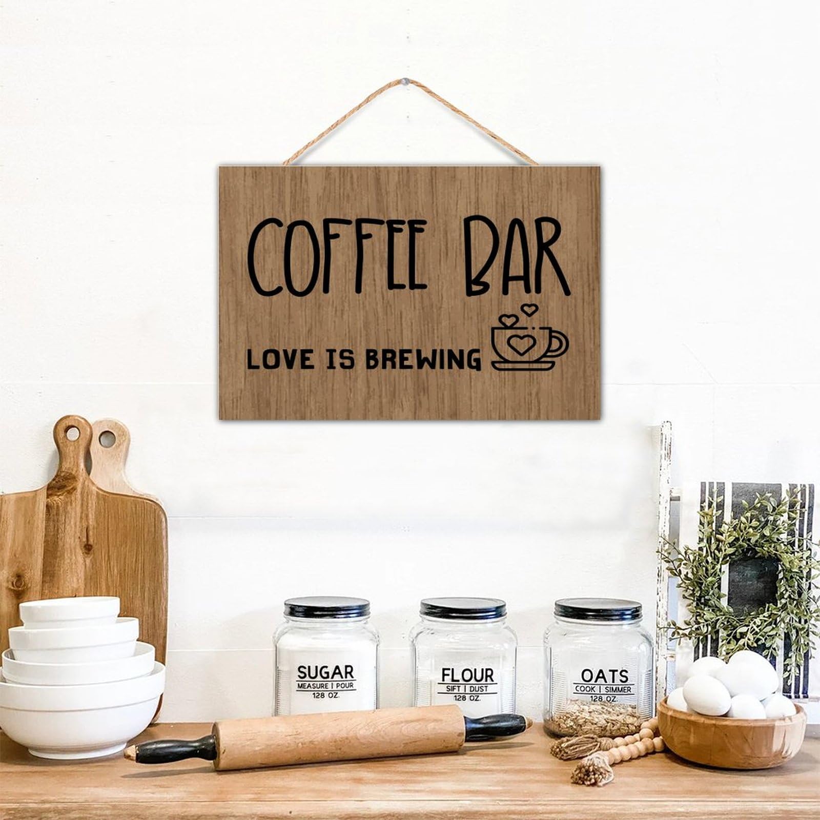 Cartello Legno Decorativo 'Rise & Shine It's Coffee Time' 12,7cm Con Supporto | Scritta Motivazionale Per Cucina E Casa - 2