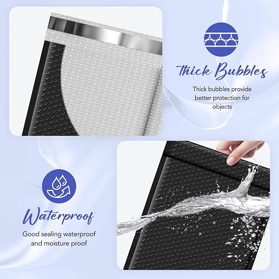 Fuxury Bubble Mailers 9.5x14.5 25 Pack Black Large Padded Envelopes
