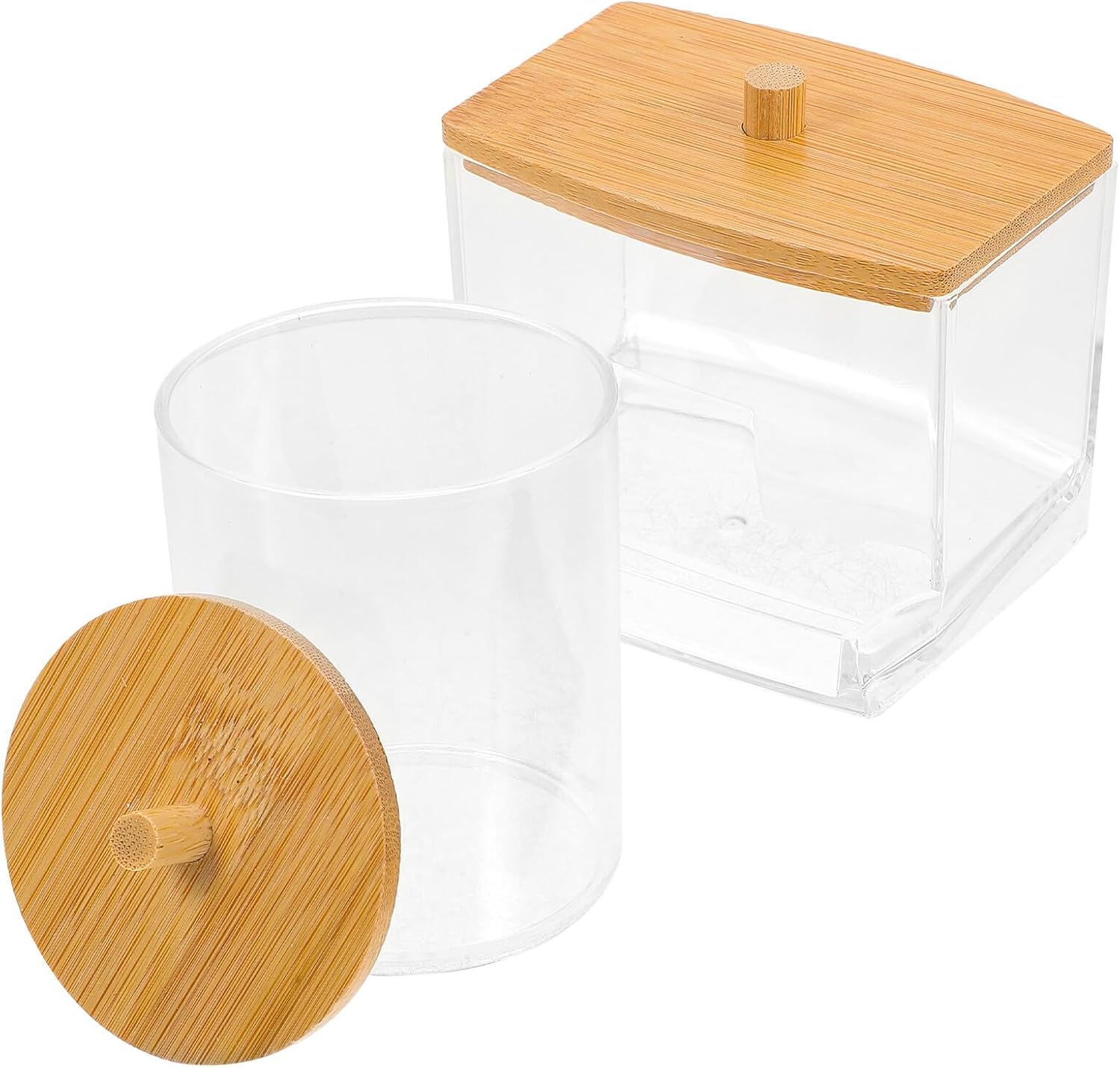 KICHOUSE Cotton Swab Cotton Pad Storage Jars Set with Lids Acrylic Bathroom Organizer Canisters for Toothpick Holder Vanity Countertop Storage Containers for Bathroom