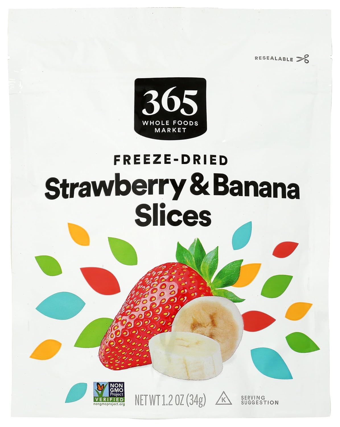 365 by Whole Foods Market Freeze-Dried Strawberry Banana Blend - Crunchy Healthy Snacks, 1.2 oz Pouch