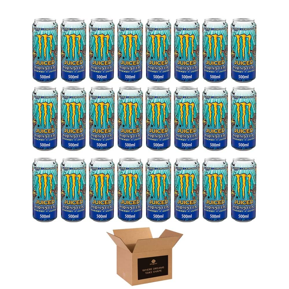 Monster Energy Drink Flavours | Juiced, Zero Sugar, Ultra, Monarch, Fiesta Mango, Strawberry Dreams, VR46, Punch | High Caffeine Sports Energy Drink | 500ml (Pack 24, Aussie Lemonade)