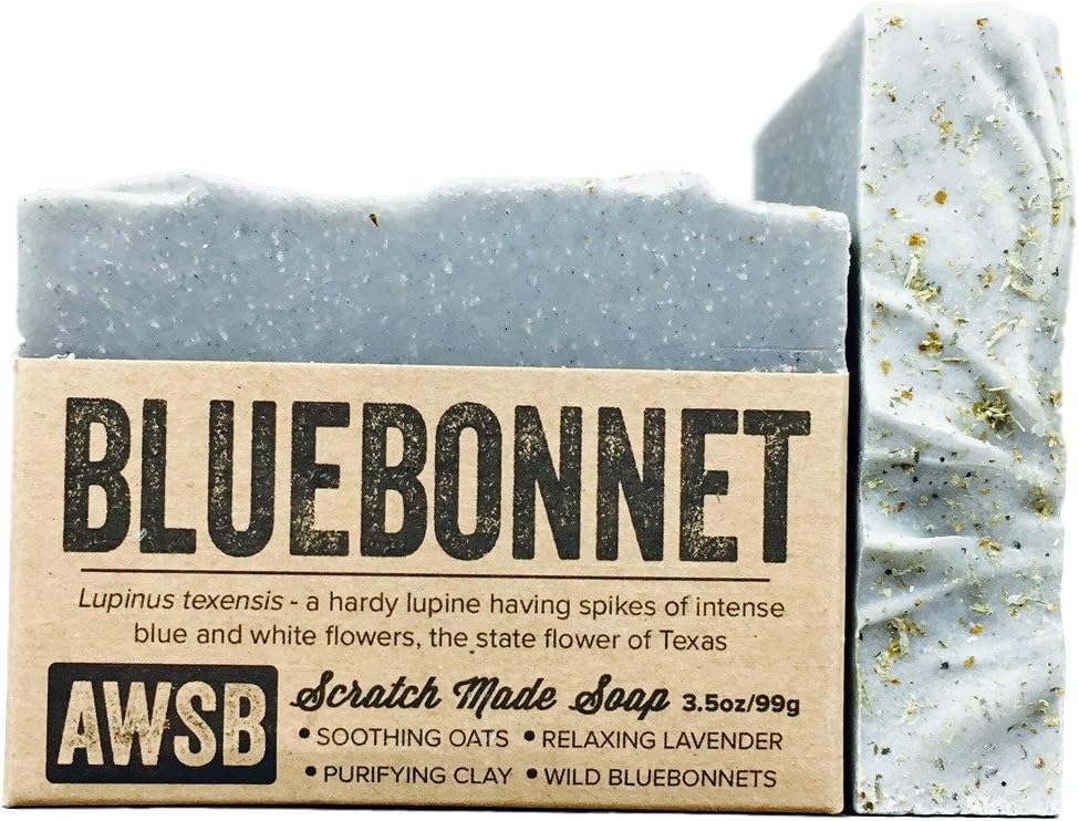 A Wild Soap Bar Bluebonnet Bar Soap with Lavender, Vegan, All Natural with Organic Ingredients, Handmade