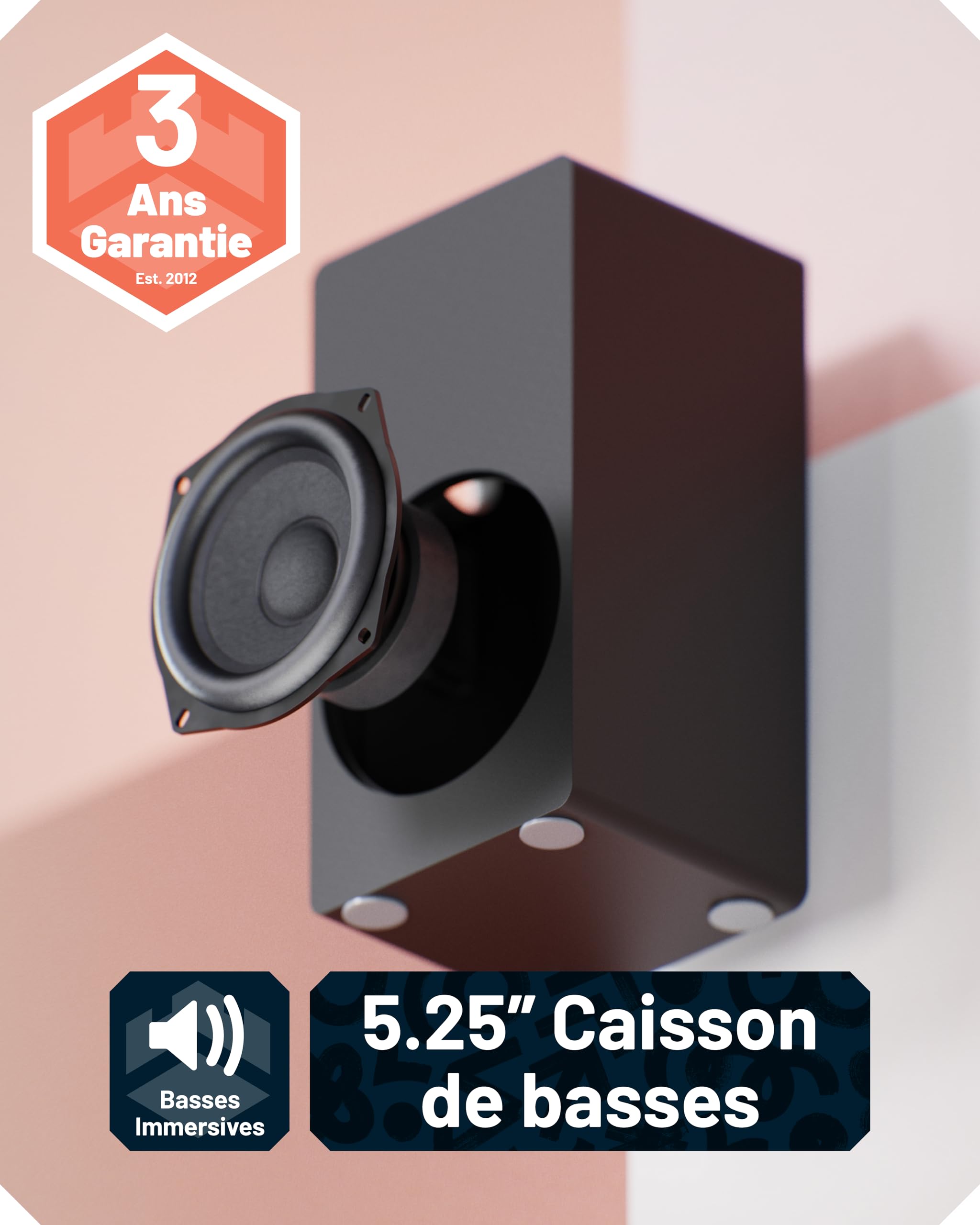 Oakcastle SB80 Xtra Barre de Son TV Bluetooth 5.3 200W 2.1 Caisson de Basses HDMI Arc