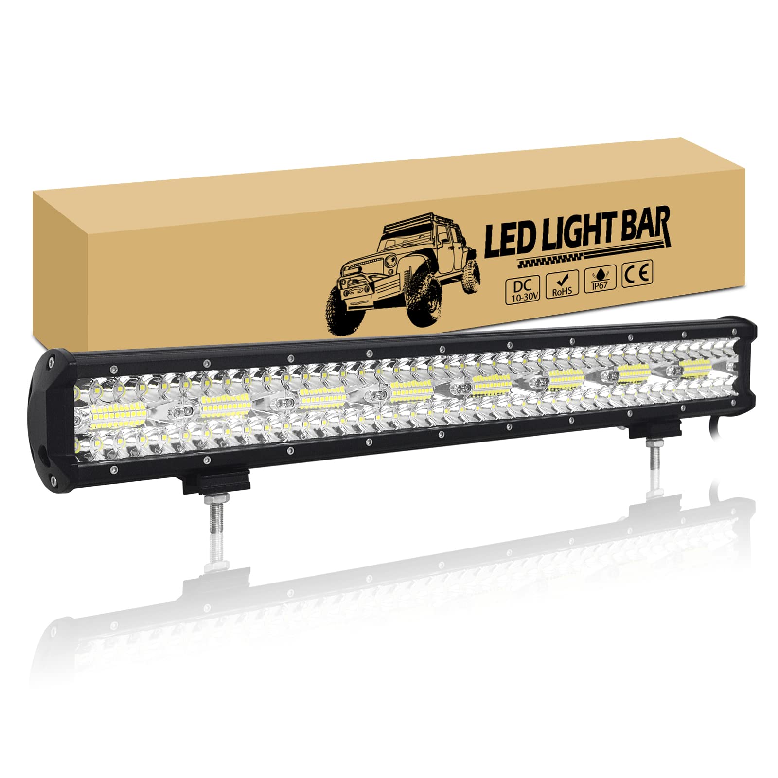 RIGIDON 59cm 480W Barre de Led 4x4 Rampe, 12V 24V IP67 etanche Barre Lumineuse LED de Travail pour Offroad Véhicules Voiture Camions Tracteur,6000K feu antibrouillard