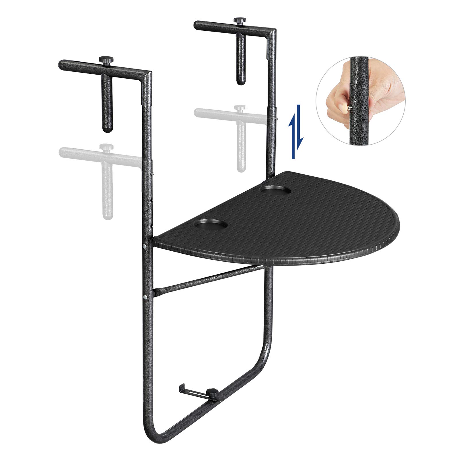 SONGMICS Hanging Balcony Table, Attachable Railing Table, Outdoor