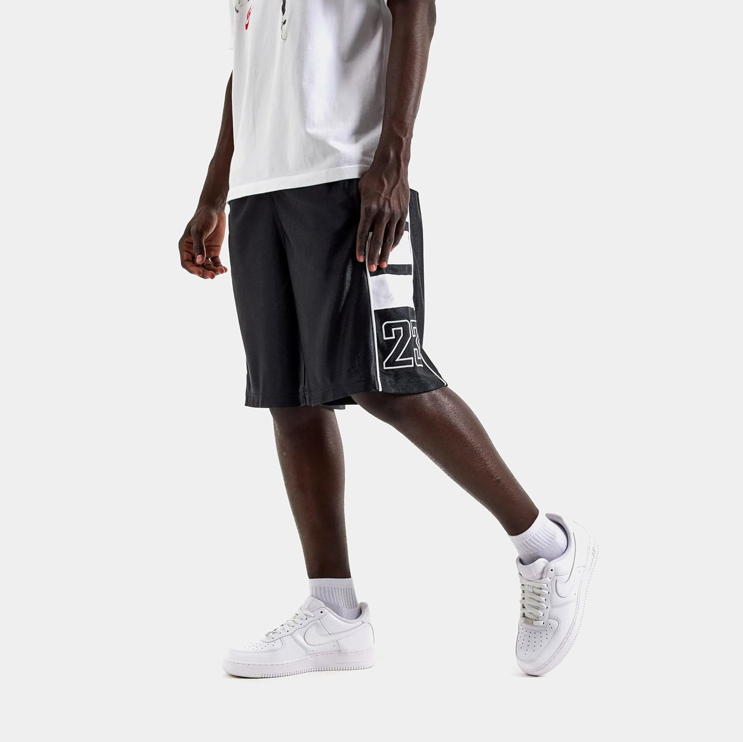 Brooklyn Cat Scratch Mens Shorts (Black/White/White/White) Size Large