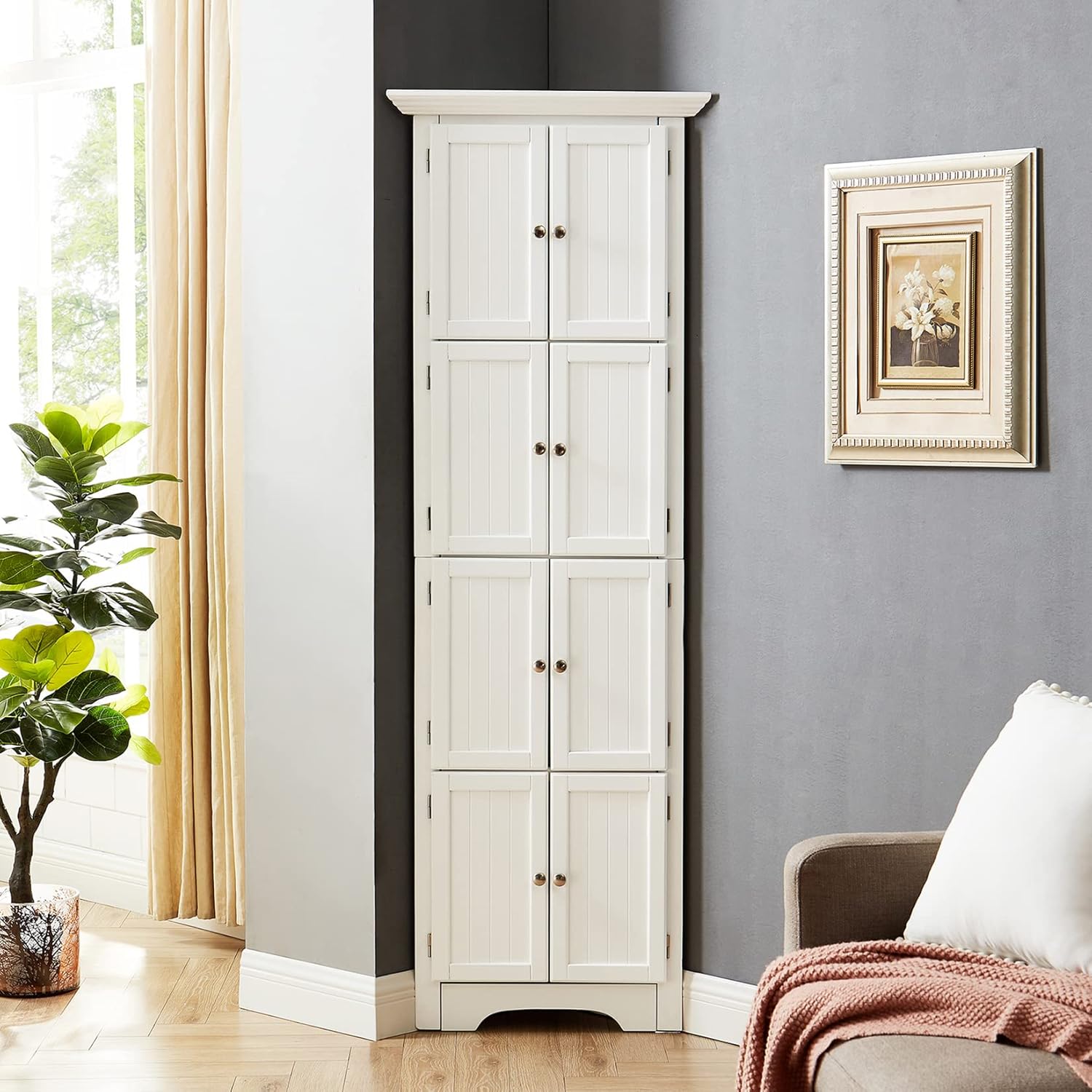 Ymlpre 72" Corner Bathroom Small Space Storage