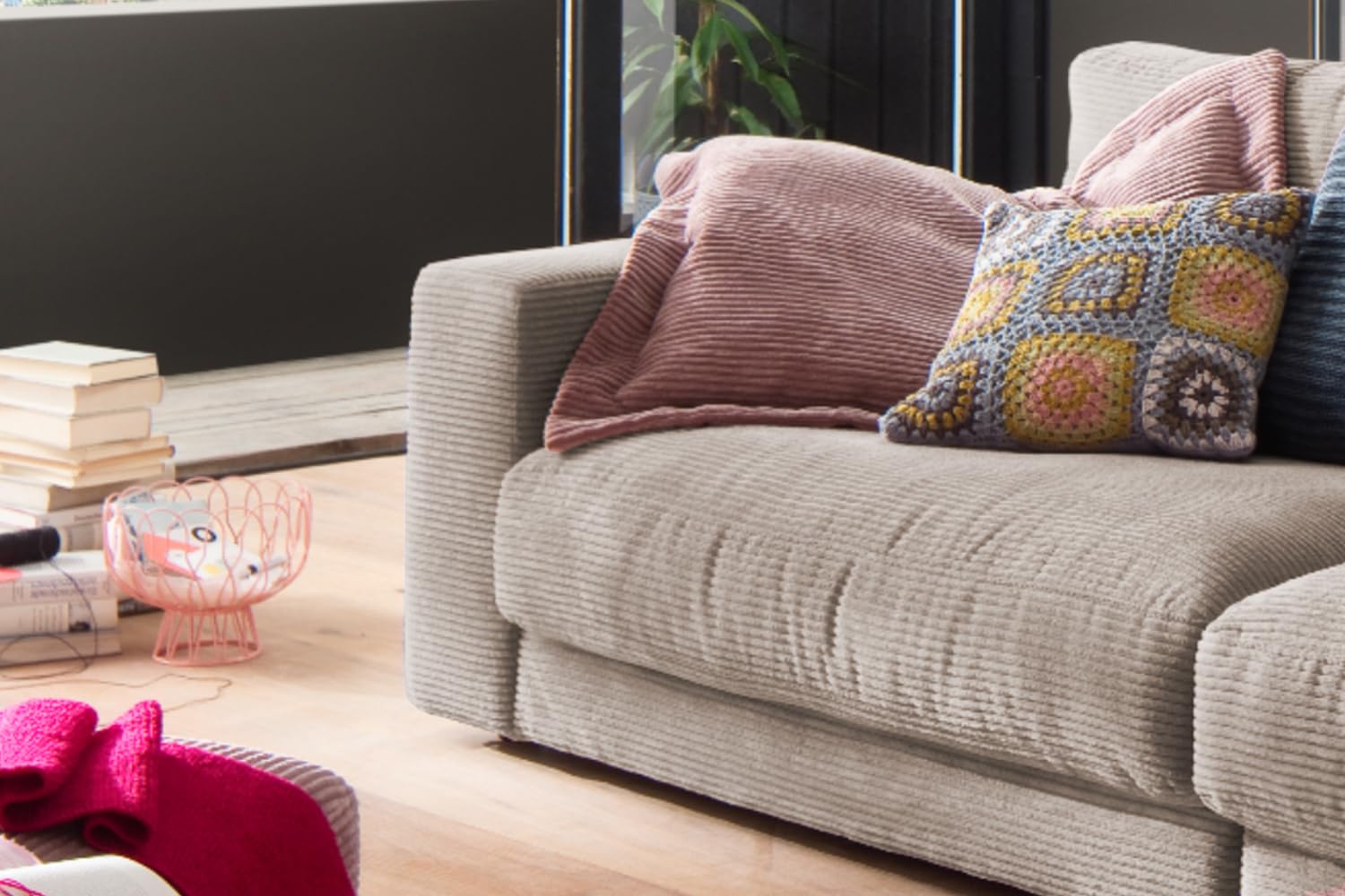 KAWOLA - 3-Sitzer Sofa Madeline - Modernes Design, XXL Couch Big Sofa, Komfortables Relaxsofa - Taupe, Polyester