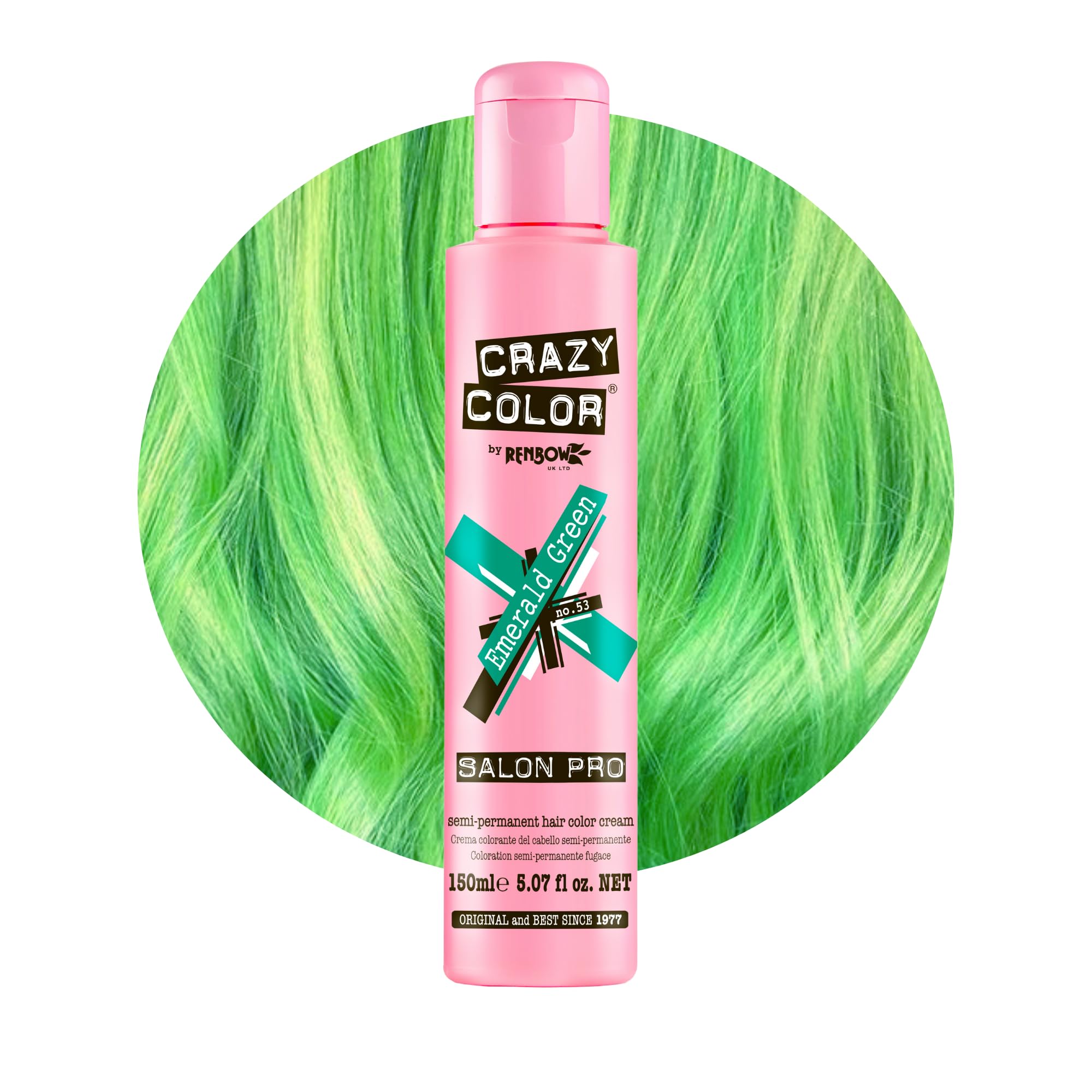 Crazy Color Emerald Green Semi-Permanent Hair Dye. Highly Pigmented Jewel Green Conditioning & Oil Nourishing Vegan Formula | No Bleach or Ammonia | 150ml