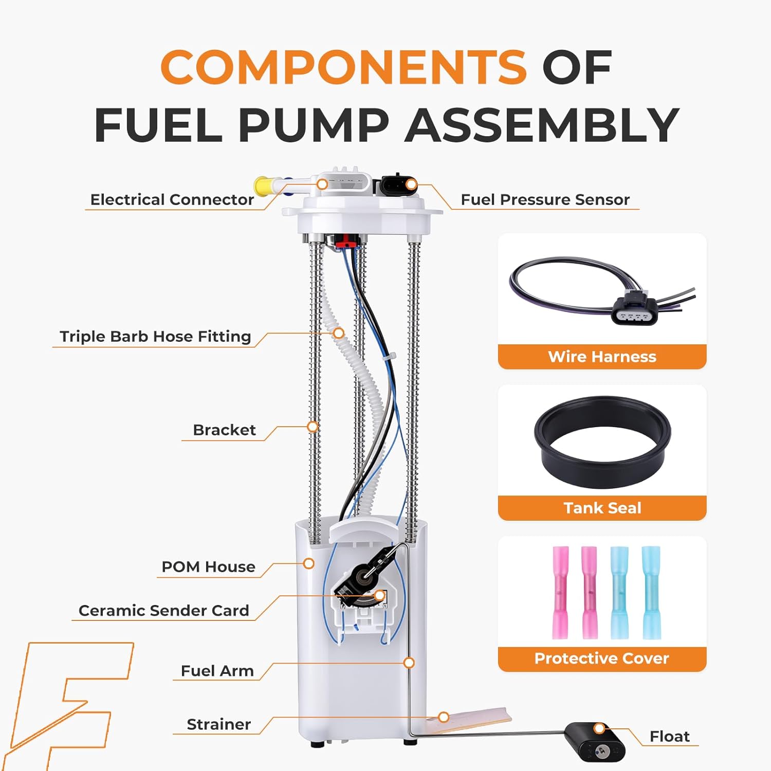 Autoexact Fuel Pump Assembly with Sending Unit Compatible with Chevrolet Silverado GMC Sierra 1500 2500 3500 1999-2004 4.3L 4.8L 5.3L 6.0L 8.1L Replacement for E3500M P74835M SP6086M