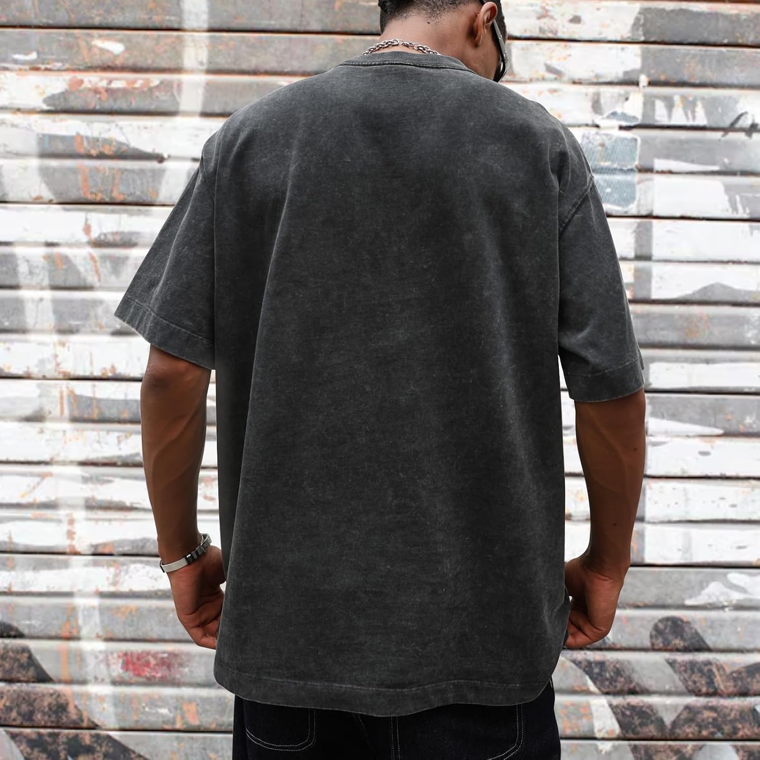 Oversized Graphic T-Shirt for Men New York Los Angeles Vintage Acid Wash Cotton Tees Streetwear Casual Tee Top - Image 7