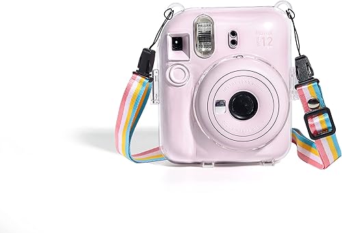 Miniatura 5 de Funda para Fujifilm Instax Mini 12 - Funda protectora de PVC duro transparente y portátil para cámara con correa de hombro ajustable desmontable