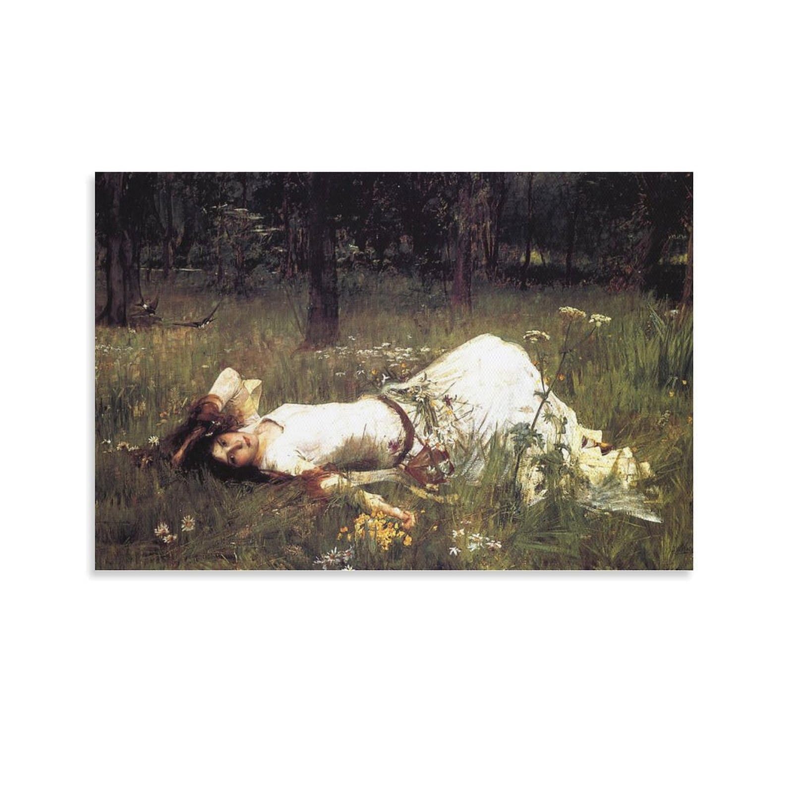 John William Waterhouse Prints 《Ophelia 1889》 Wall Art Poster Cool Artworks Painting Wall Art Canvas Prints Hanging Picture Home Decor 12x18inch(30x45cm)