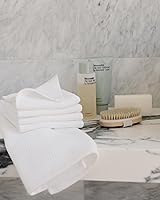 Vista 2 de Cozy Earth Toallas de mano de punto gofre, 60% algodón, 40% viscosa de bambú, 20 x 30 pulgadas, rizo suave y absorbente, reversible, patrón de punto