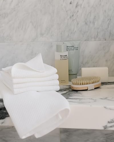 Miniatura 2 de Cozy Earth Toallas de mano de punto gofre, 60% algodón, 40% viscosa de bambú, 20 x 30 pulgadas, rizo suave y absorbente, reversible, patrón de punto