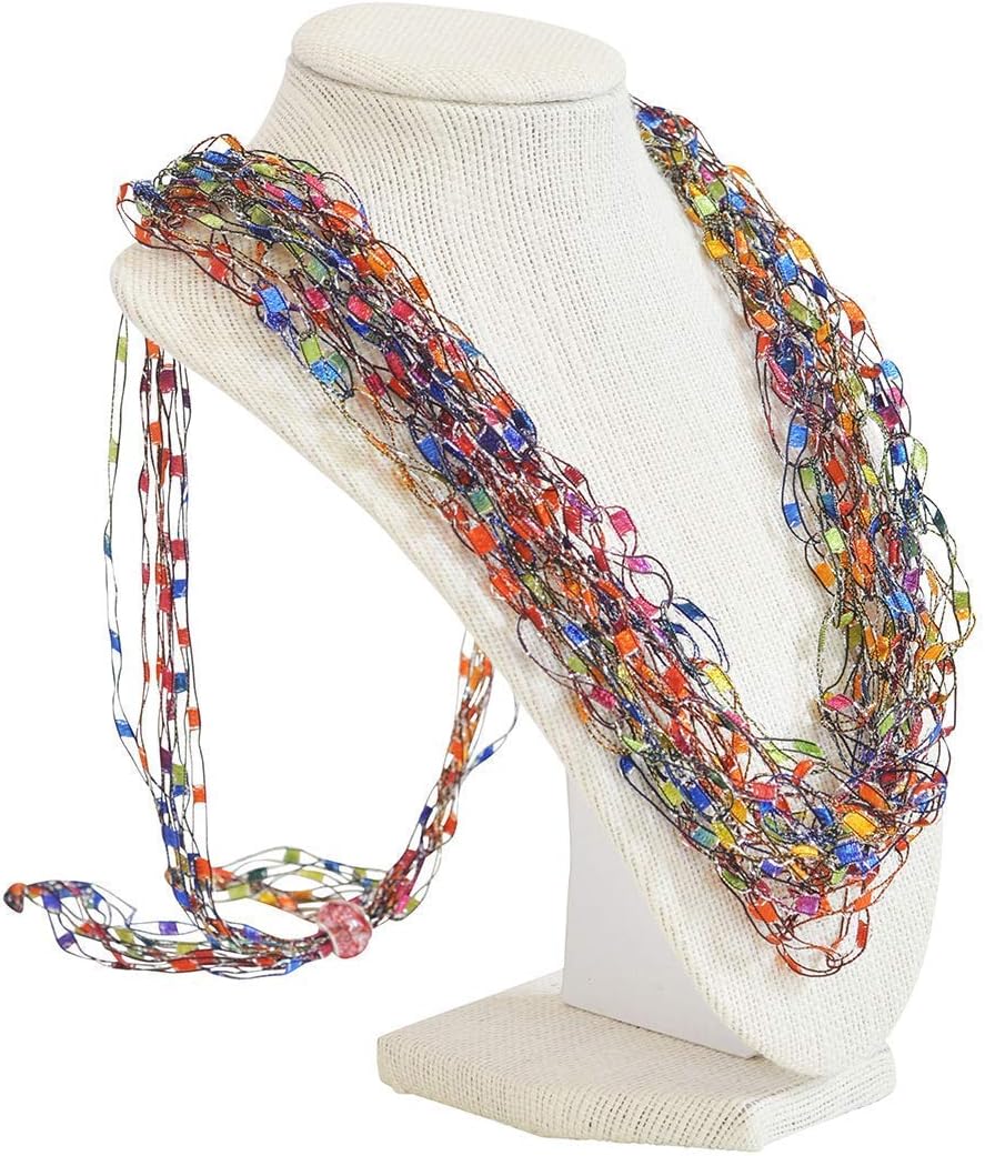 Adjustable Soft LIGHTWEIGHT Crochet Necklace Scarf- Multicolor Rainbow Balloons