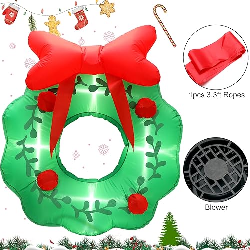 Miniatura 6 de Luces LED inflables de Navidad de 3 pies, decoración de patio, decoración inflable para colgar de Navidad al aire libre, para césped, patio, jardín,