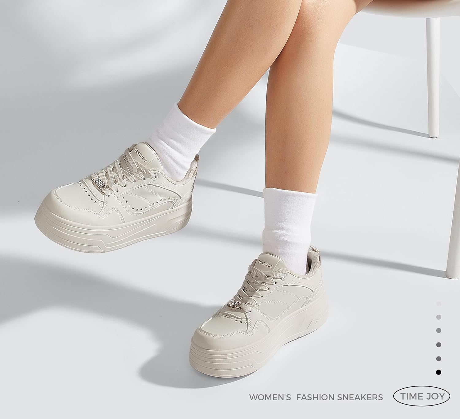 Women's Platform Sneakers Chunky Tennis Shoes with Artificial Leather & Recyclable Material Insole Non-Slip Cushion for Casual, Streetwear & Daily Outfits - Image 2