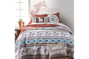 Rods Western Palace Western King Quilt: Rod's Cross Creek Running Horse Southwest King Quilt