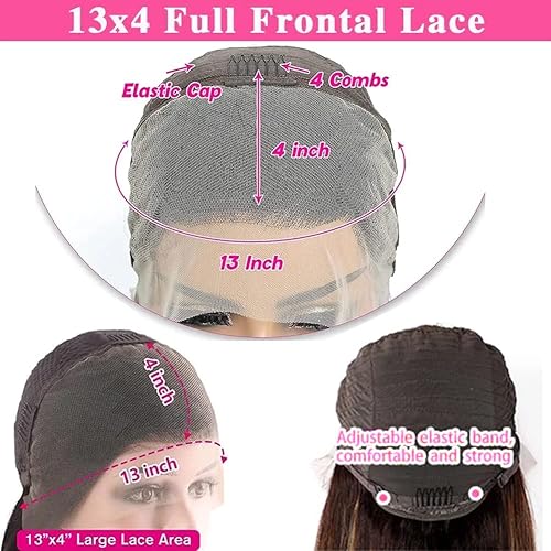 Miniatura 2 de Mysyty Peluca de cabello humano marrón de 8 pulgadas, pelucas de encaje frontal de 13 x 4, peluca corta estilo Bob para mujeres negras, prearrancada