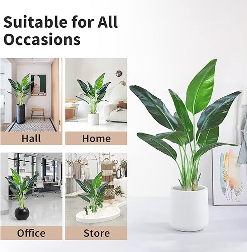 Miniatura 6 de HAIHONG Planta artificial Bird of Paradise, palmera sintética con hojas de tacto real y ramas ajustables, plantas falsas para habitación, hogar,