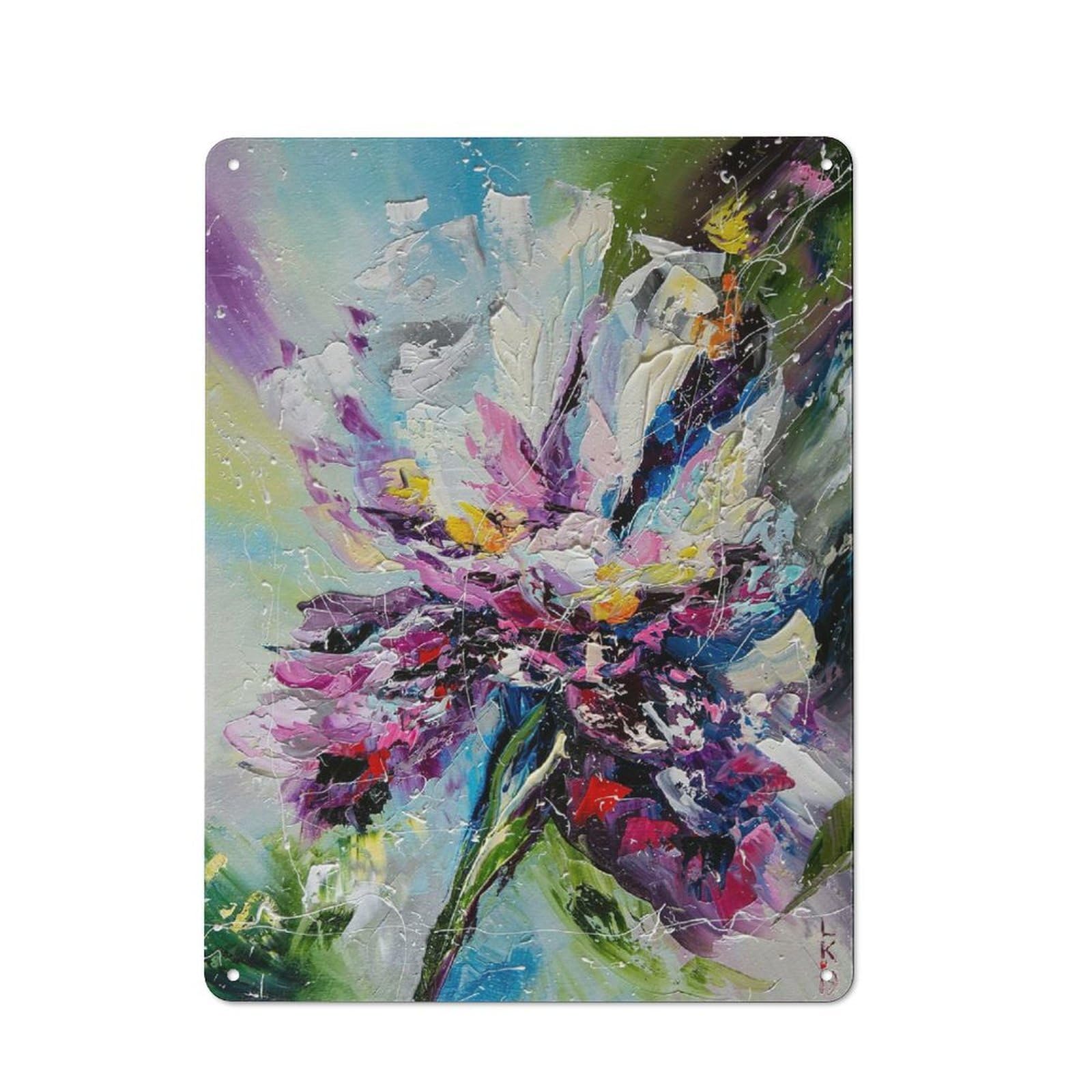 Iris Flower Understated Metal Wall Decor 40x30cm, Office Metal Sign for Office, Study, Studio Or Hallway
