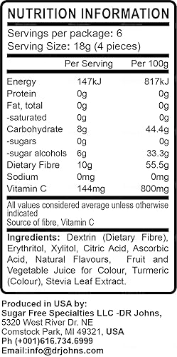 Miniatura 5 de Dr. John's - Caramelos sin azúcar, dulces duros saludables con cero azúcar, aperitivos bajos en calorías, aptos para dieta cetogénica, veganos, sin