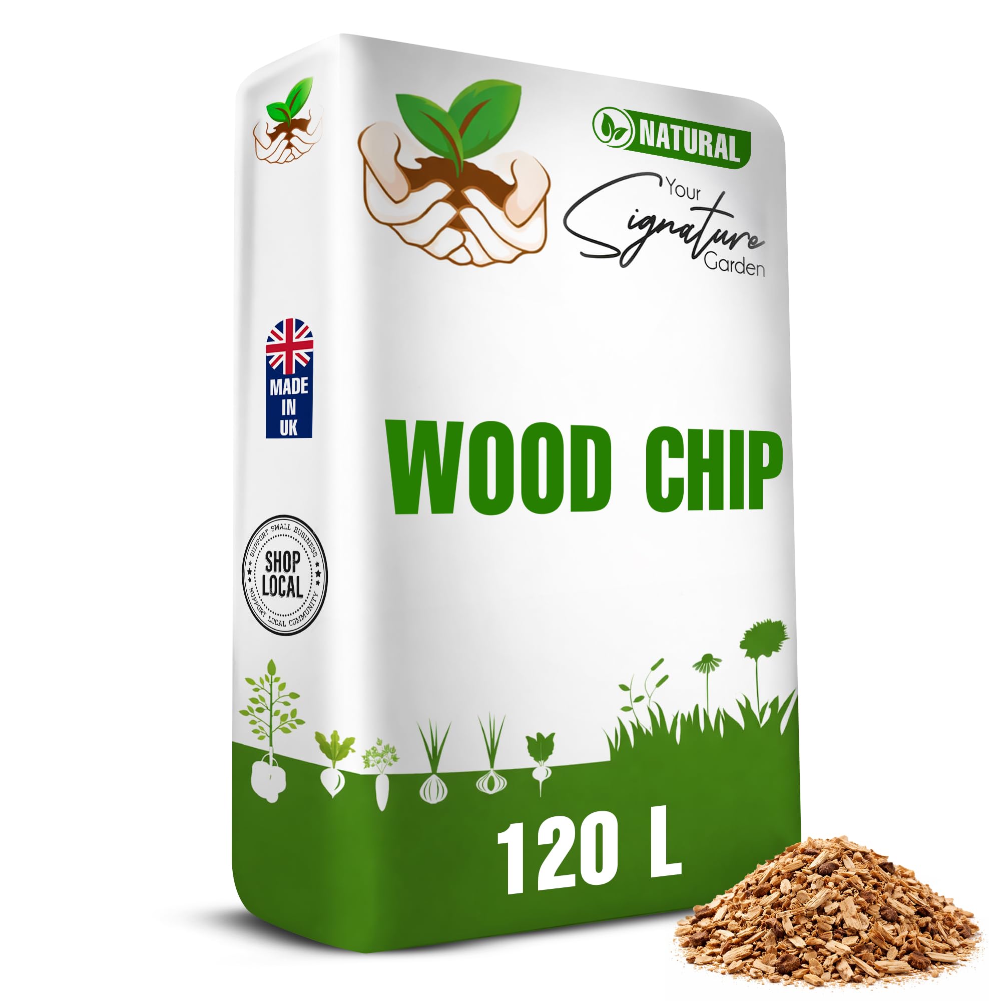 Laeto Wood Chippings 120L, Decorative Garden Mulch Wood Chips for Lawns