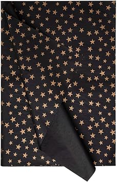 AimtoHome Gold Star Pattern Black Tissue Paper for Gift Wrapping, Decorative Craft Paper with Metallic Stars, 50 Sheets