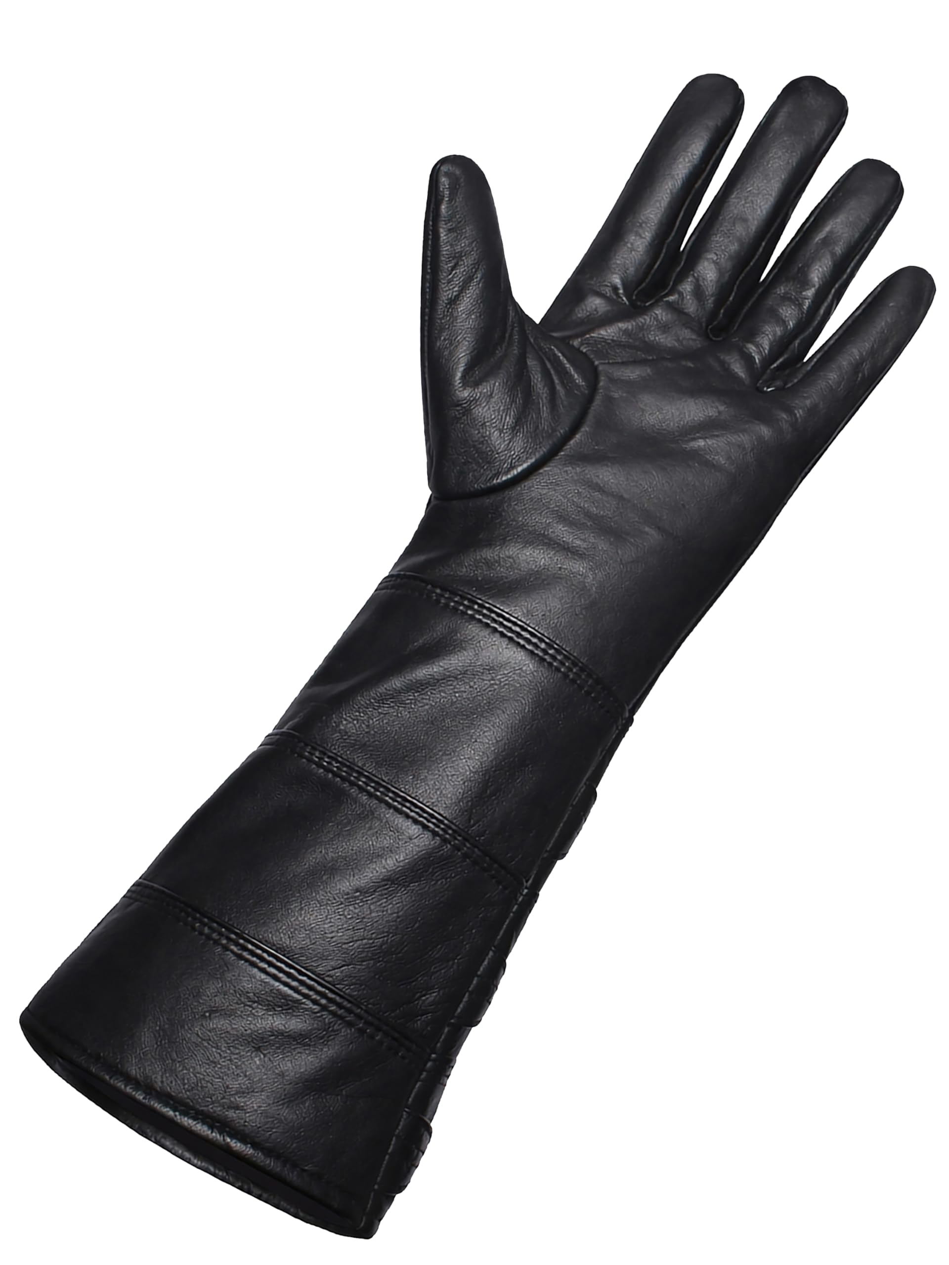 URBAN BUCK Herrenhandschuh, echtes Leder, lang, normale Passform, verschiedene Schnallen, Cosplay-Handschuh
