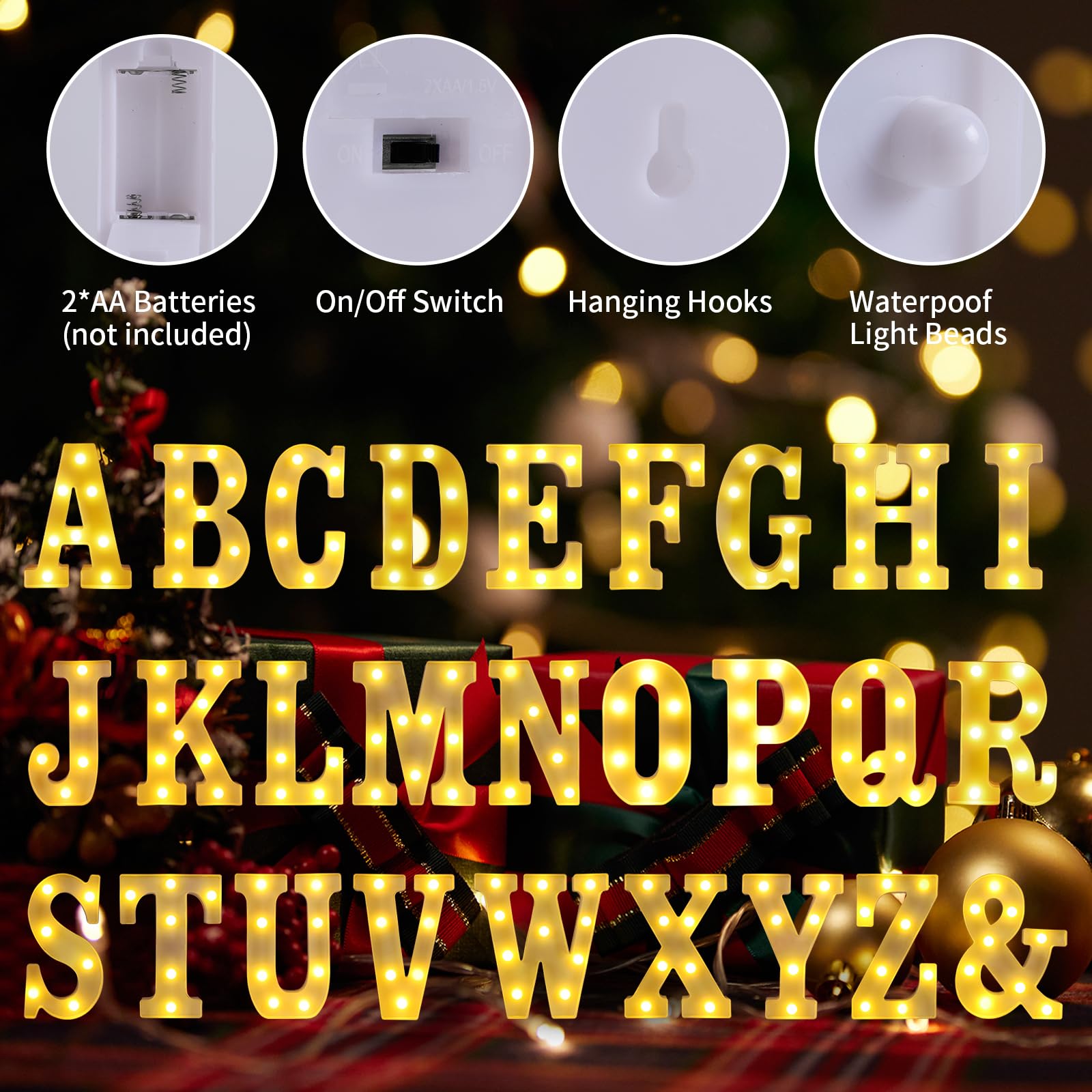 Leuchtbuchstaben D, LED-Schild, Festzelt-Buchstaben, 26 Alphabete für Party, Geburtstag, Name, Hochzeit, Weihnachtsdekoration, personalisiertes Namensschild, Buchstabe für Tafelaufsätze, Tisch- und