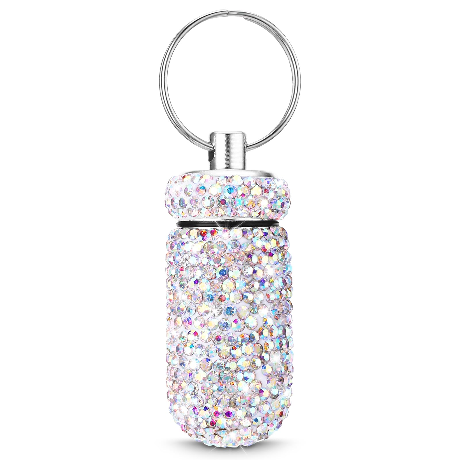 Yuchew Bling Portapillole Portachiavi Con Strass – Impermeabile, In Alluminio, Piccolo E Portatile, Rosa, Per Viaggi E Campeggio