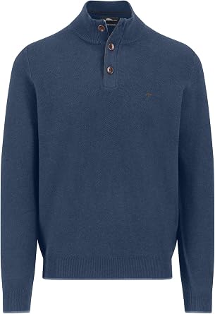 FYNCH-HATTON Cotton Pullover with Button Down and Stand-Up Collar