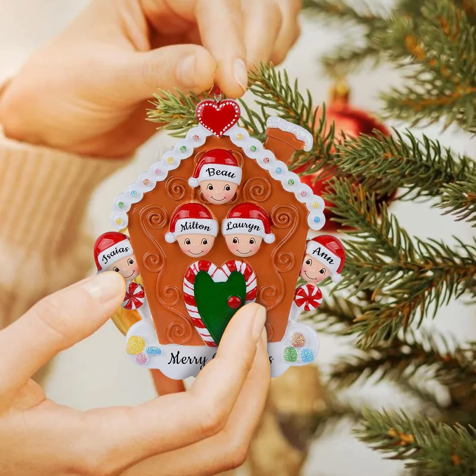 Famiglia di 8 persone intorno all'albero di Natale Ornamento personalizzato | Ornamento di Natale | Ornamento di Natale per la famiglia | Ornamento di Natale unico | Ornamento di Natale personalizzato