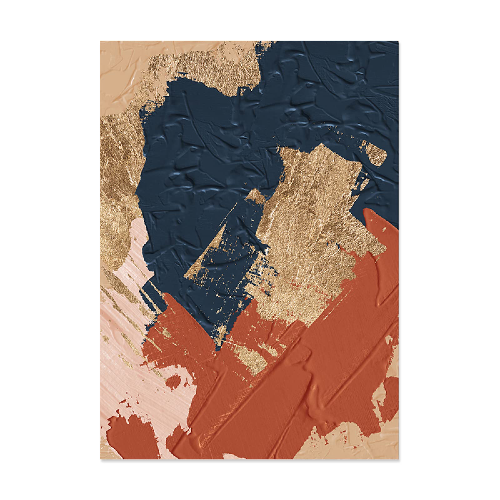 Tableau Abstrait Minimaliste - Impression Sur Toile Encadrée - Rouille Et Beige - Art Mural