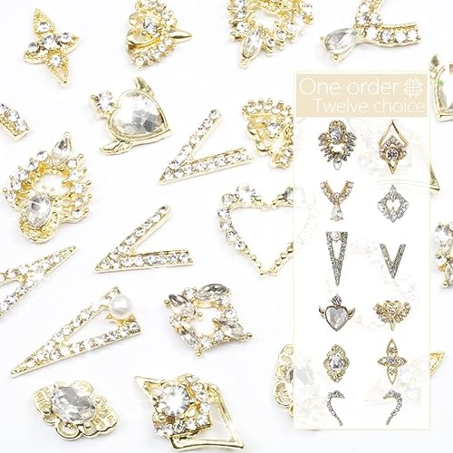 Vista 66 de 36 dijes de uñas de corazón rojo, de aleación de lujo dorada, dijes de San Valentín para uñas, diamantes de imitación rojos en 3D, diamantes