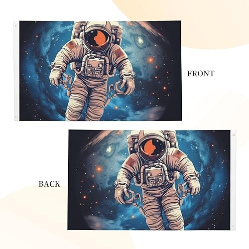 Vista 5 de Flag 3 X 5 Ft Double Sided Astronauta Planet Print Garden Yard Flags Personalized Greeting Banner For Indoor Outdoor Party Home Decor