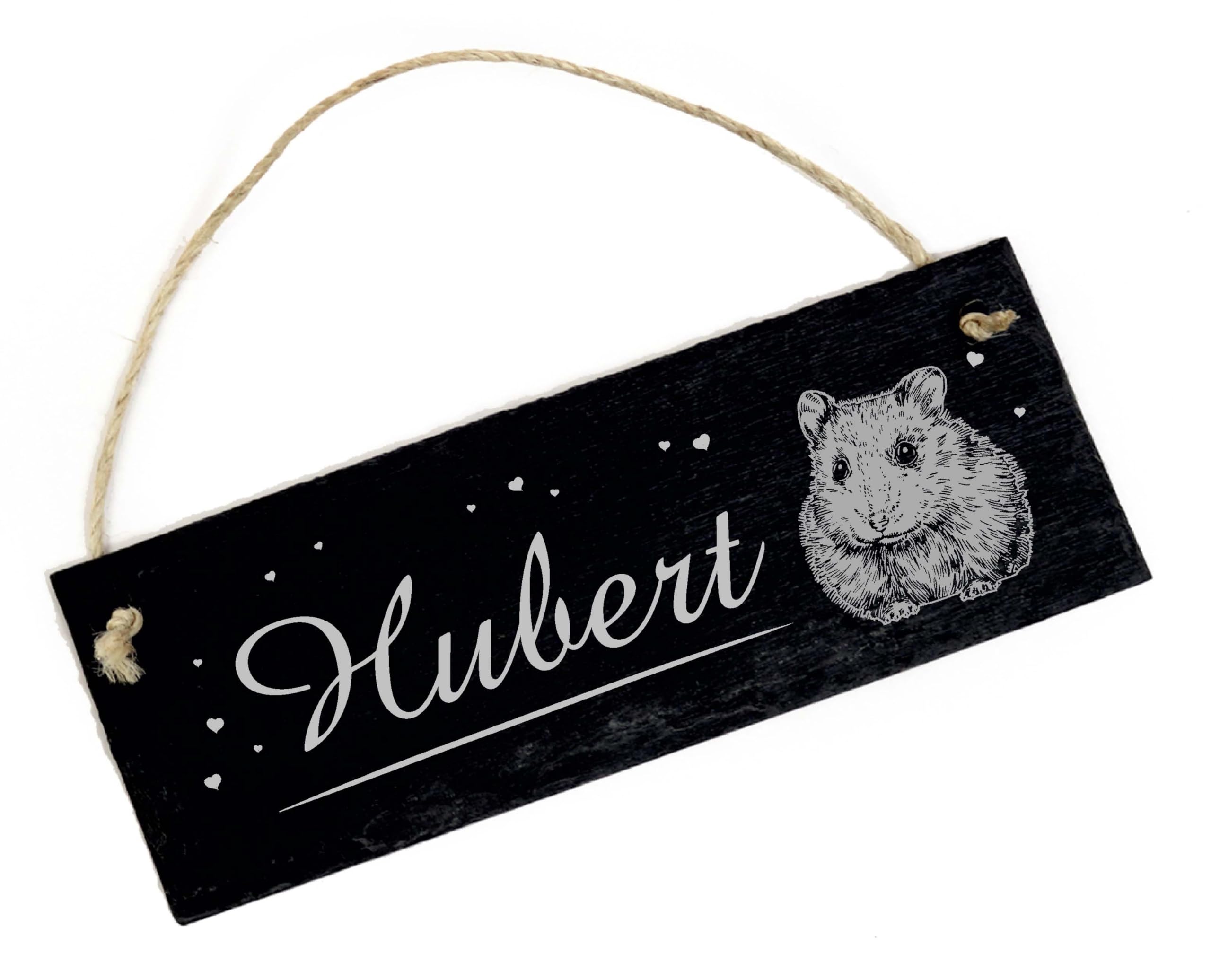 DEKOLANDOHamster Sign Name Plate Field Hamster Slate Hamster Name Engraved Personalised Door Sign 22 x 8 cm