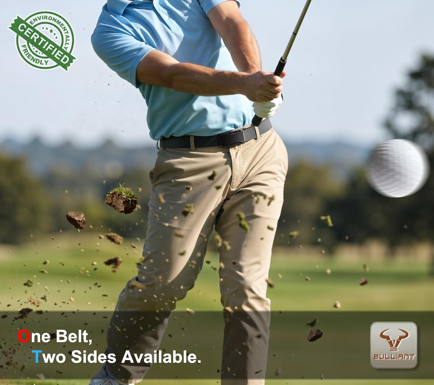 BULLIANT Mens Ratchet Belt Reversible,Web Nylon Casual Belt for Gift Men Golf Hiking Pants Jeans 2 In 1 - Image 3