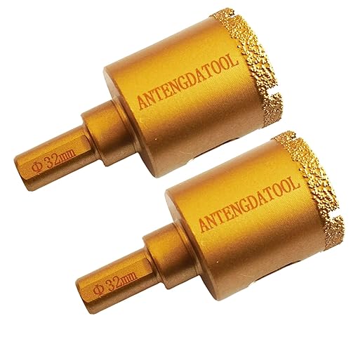 Miniatura 10 de Antengdatool - Juego de sierras de agujero para azulejos secos de 1-12 pulgadas, 2 brocas de diamante de 1.496in para ladrillos de piedra de mármol