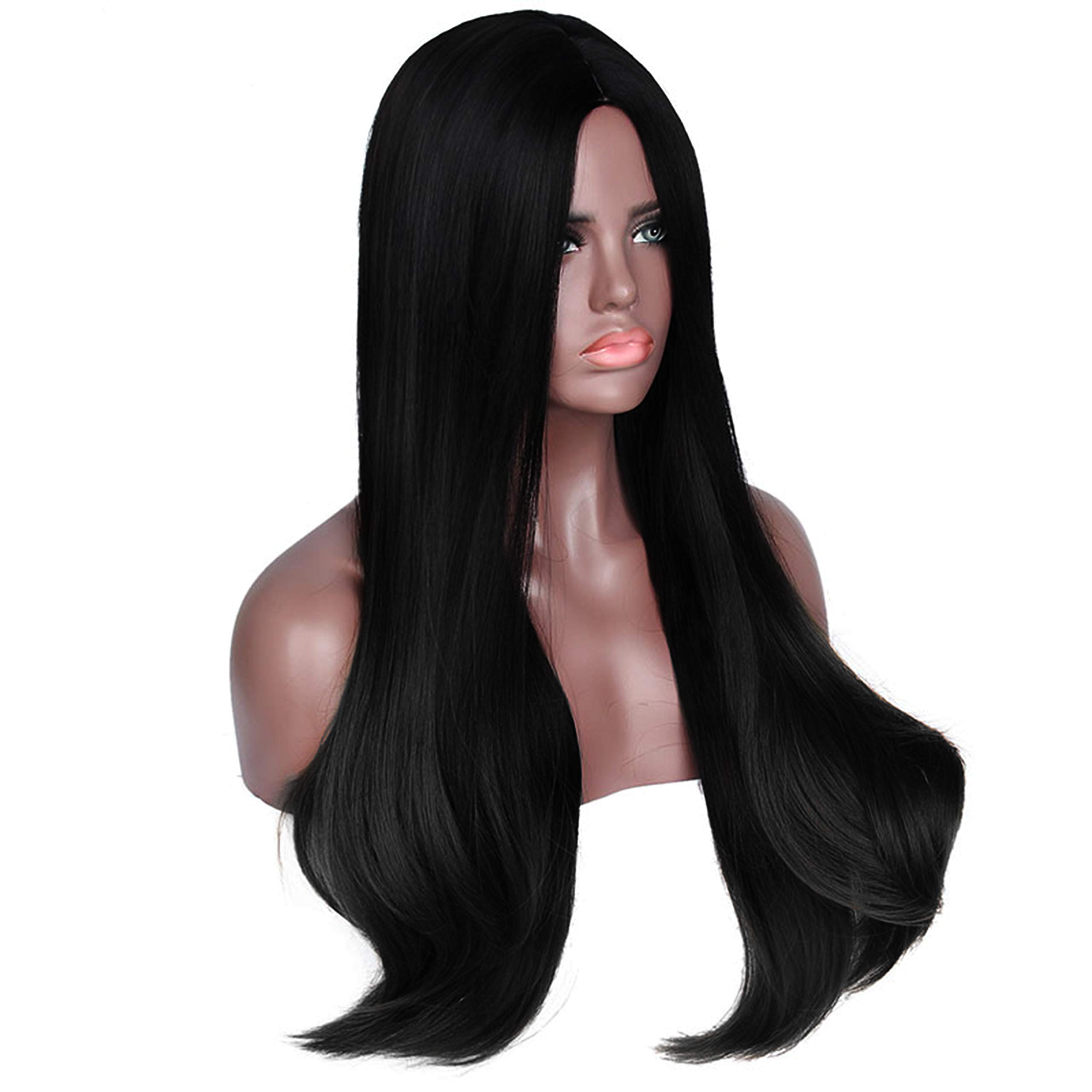 Akashkrishna Synthetic Hair Wig Women | Long Black Hairs For Ladies | Centre Parting Natural Hair Wigs | Cosplay Alopecia, chemotherapy, Hair loss Fashion Wigs | Includes Wig cap Comb