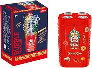 Fireworks Bubble Machine Fireworks Bubble Machine, 48 Hole Electric Automatic Firework Bubble Machine Portable Bubble Machine LED Lights Firework Bubble Makers for Kids Party