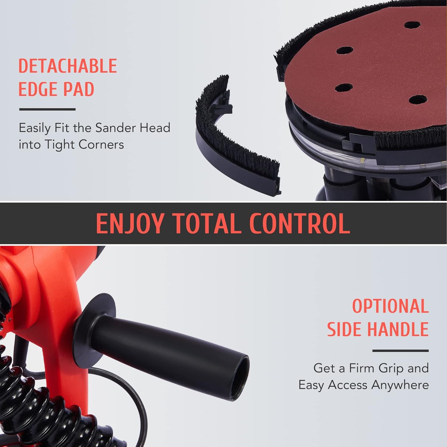 CO-Z 800W Electric Drywall Sander with Vacuum Attachment & Handles, Drywall Refinishing Sander with Dust Collector & Lights, Lighted Wall & Floor Residue Removal Power Tool for Low Wall Painting Work - - 