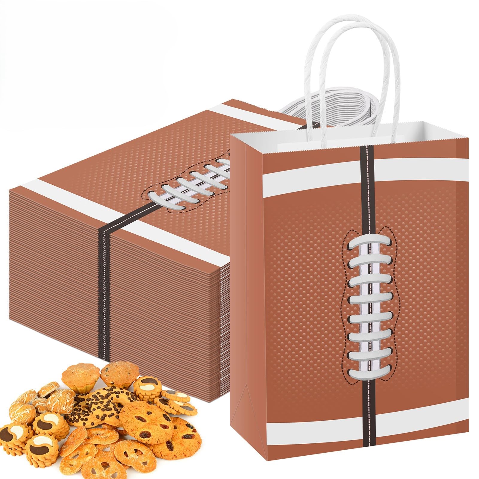120 sztuk torebek prezentowych, na imprezę piłkarską, torebki na prezenty z uchwytami, 21 x 15 x 8 cm, papierowe torebki prezentowe na słodycze, wielokrotnego użytku, na prezenty imprezowe, portfel do