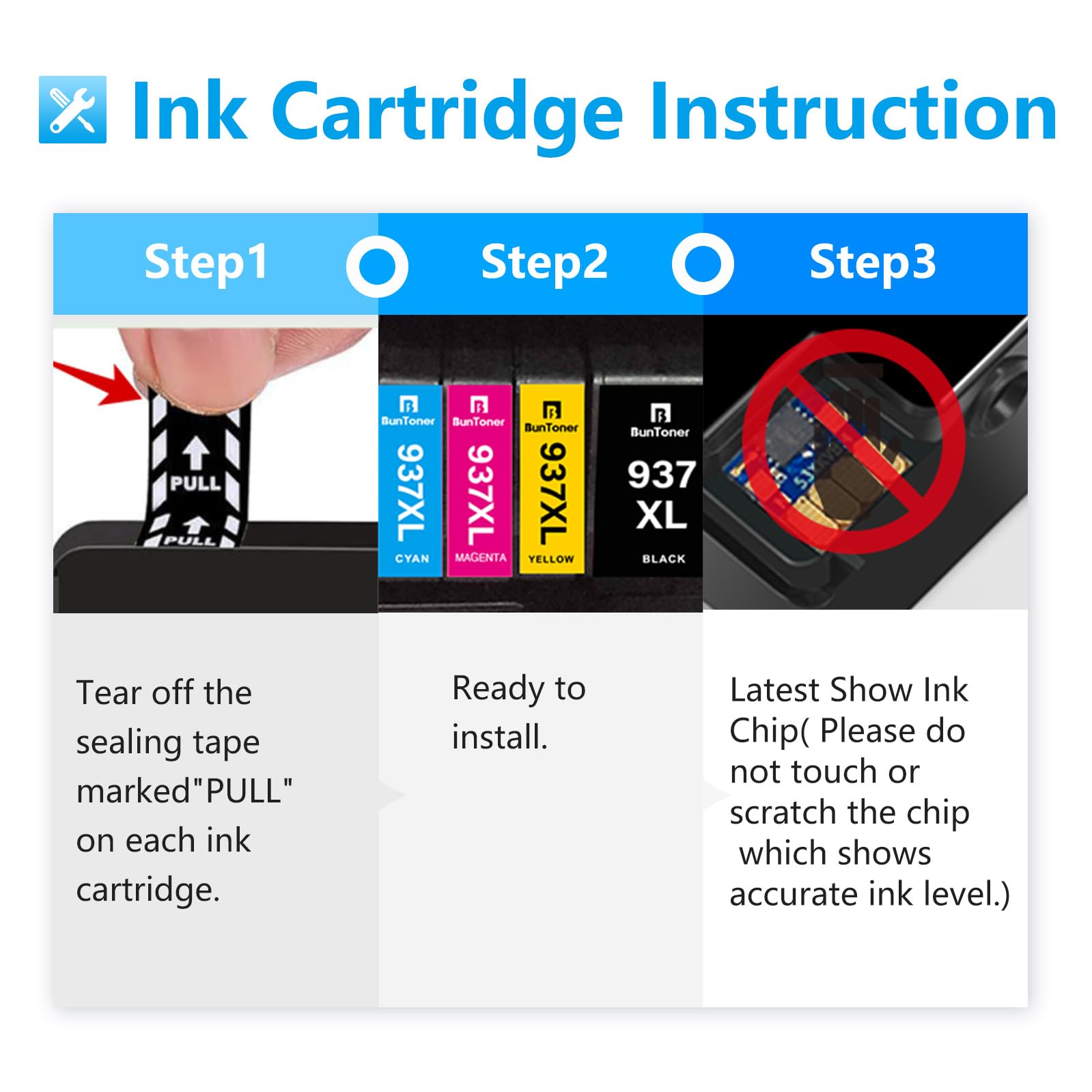 BunToner 937 XL Cartuchos de impresora compatibles con HP 937XL Multipack para HP OfficeJet Pro 9120e 9122e 9720e 9730e 9117b 9110b 9120b 9130b‎‎‎‎‎‎‎‎(4 unidades) - 5