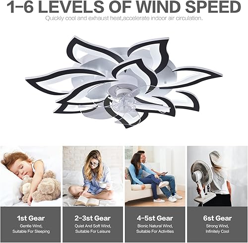 Miniatura 3 de Ventiladores de techo de 32 pulgadas con luces y control remoto, moderno ventilador de techo de montaje empotrado con luz LED regulable, 3